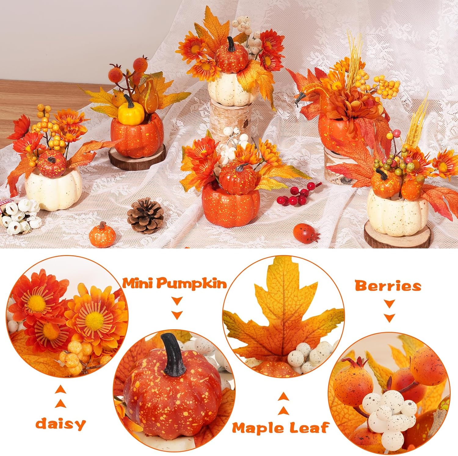 6Pcs Fake Pumpkin Decorations for Fall Celebrations