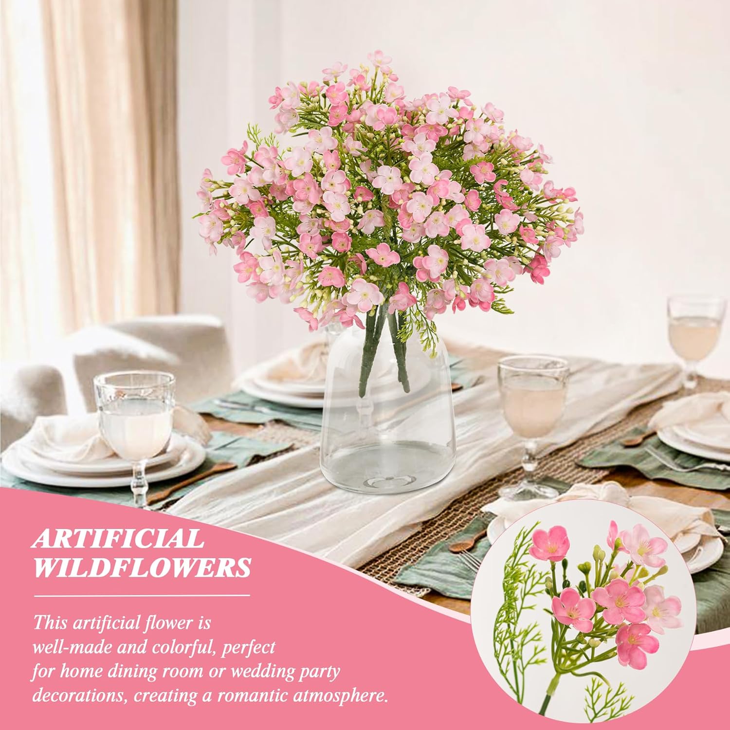 UV Resistant Plastic Hydrangea Flowers 4pcs Pink