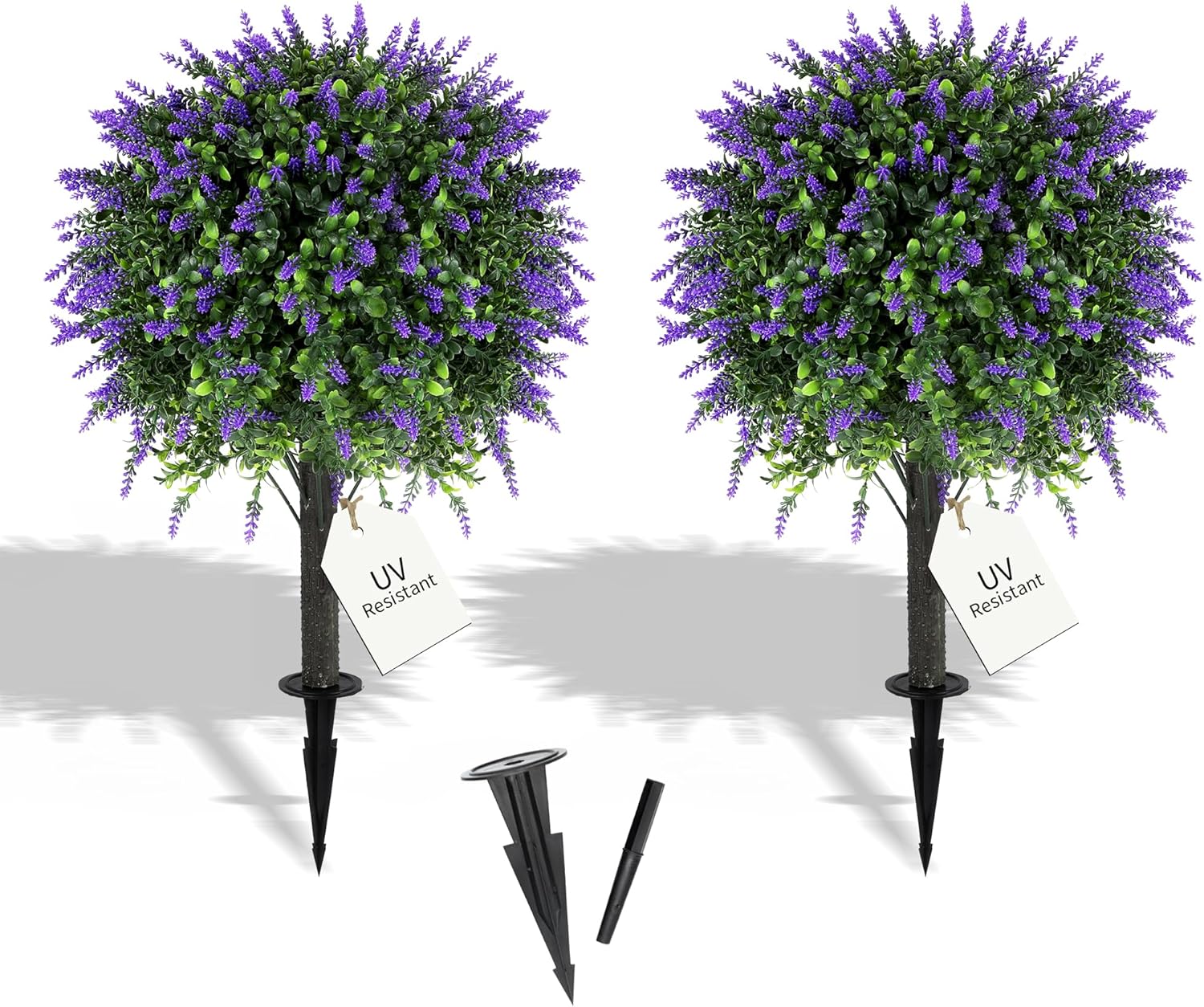 272 Inch Artificial Lavender Topiary Set of 2 with Spike