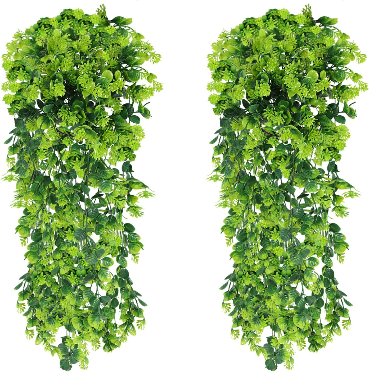 Fake Hanging Plants 2pcs Artificial Boxwood Vines Greenery Wall Decor