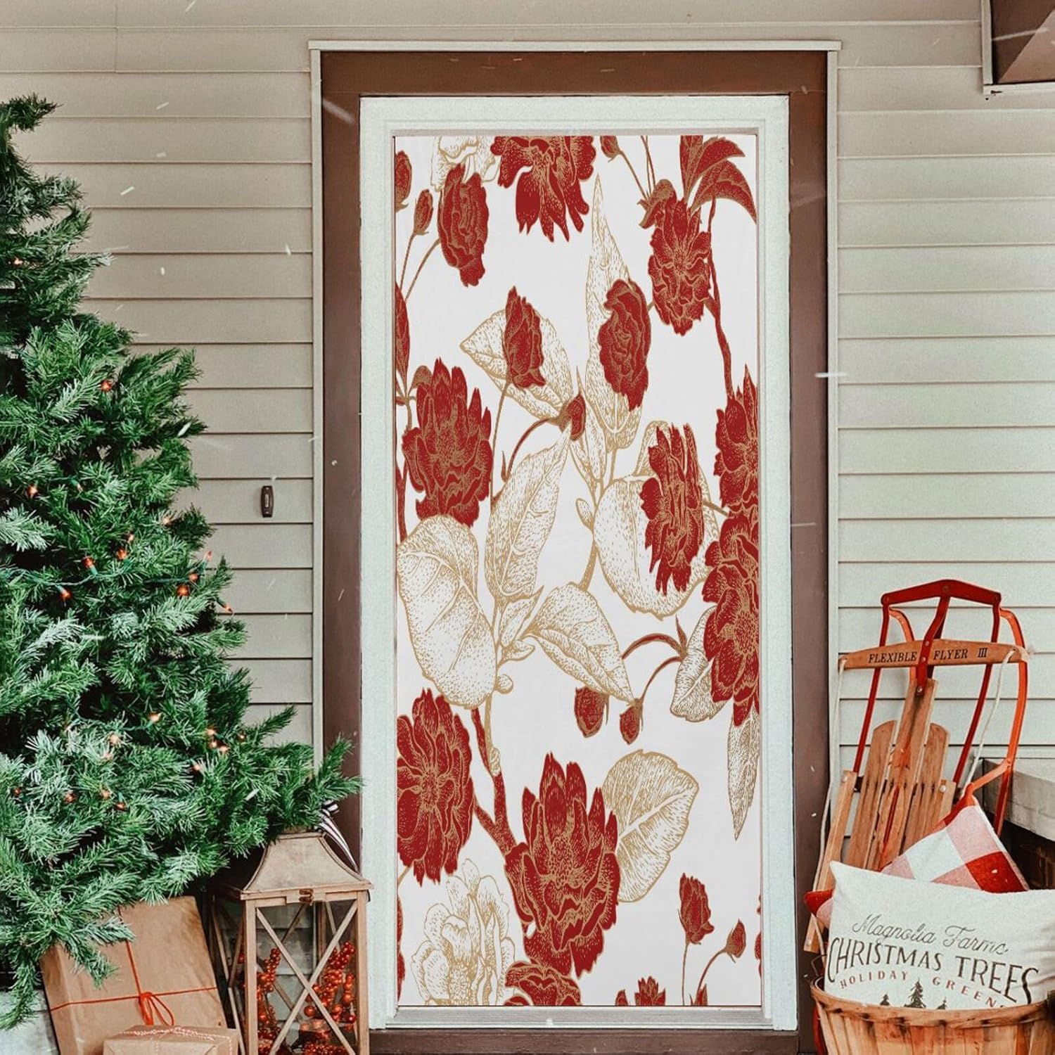 Susiyo Red Flowers Branches Halloween Door Cover