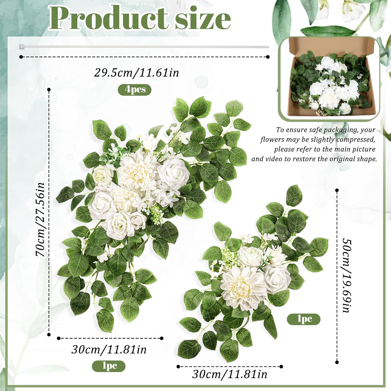 2 Packs Artificial Flower Wedding Arch Set 2820 Inch Swags