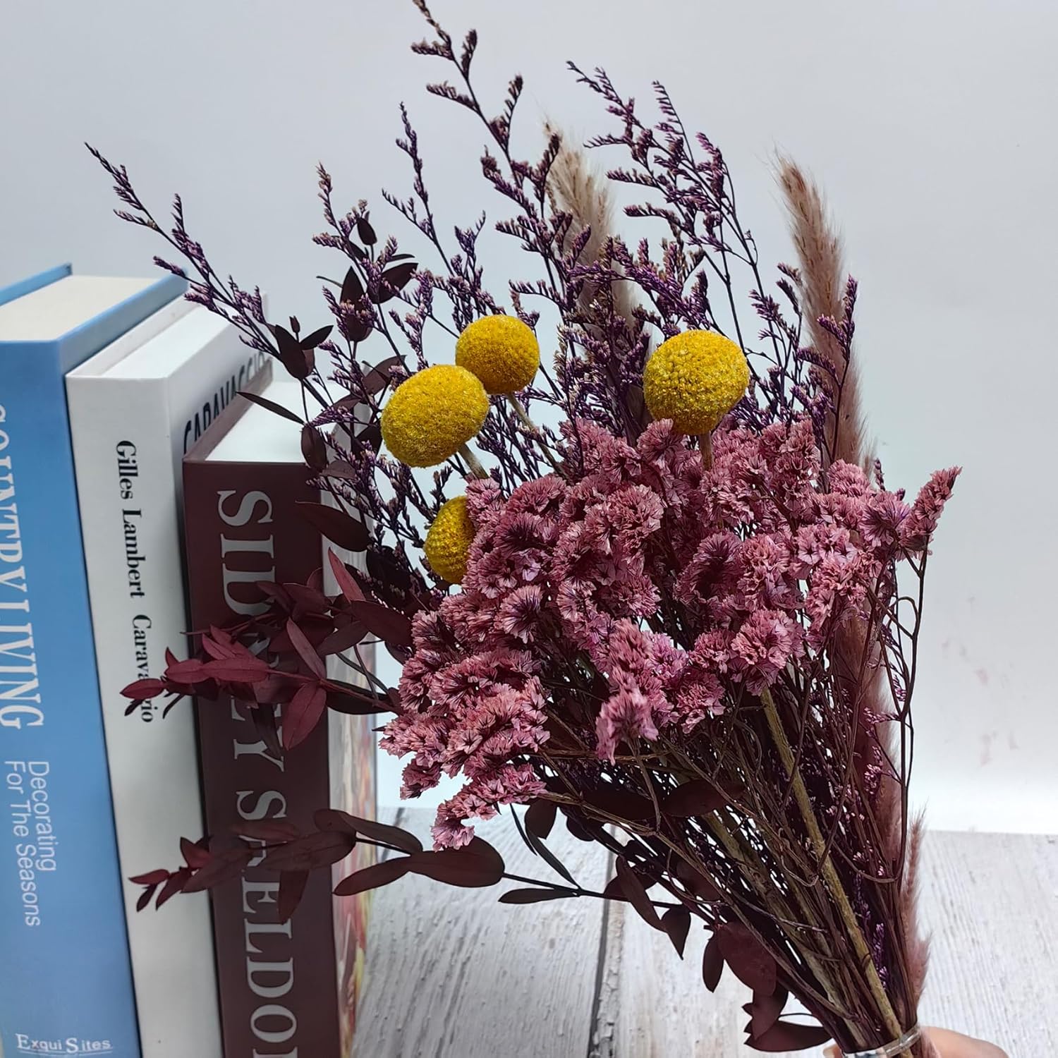 LBREVOGA Dried Flower Bouquet - Purple 15 Inches