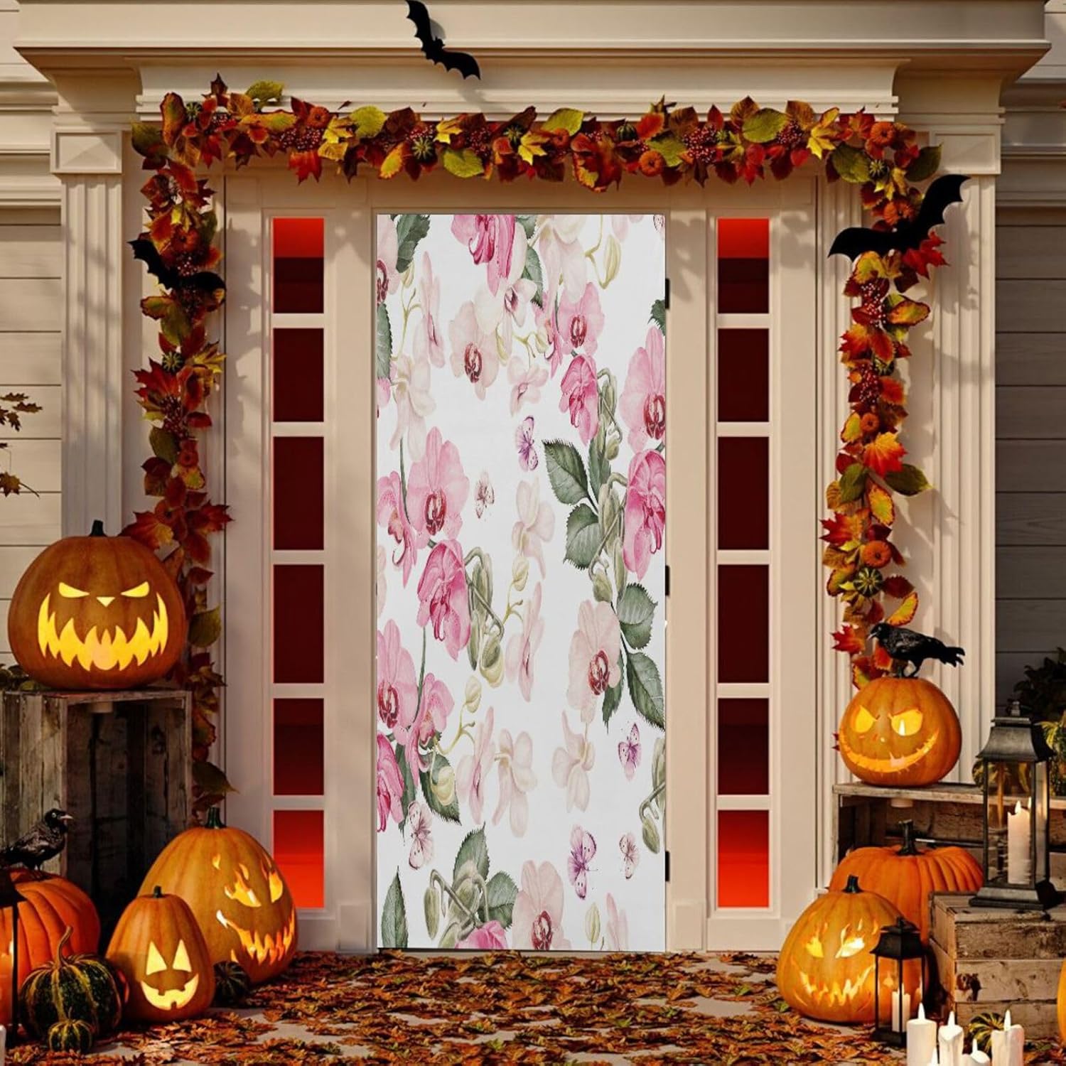 Susiyo Watercolor Orchid Halloween Door Cover