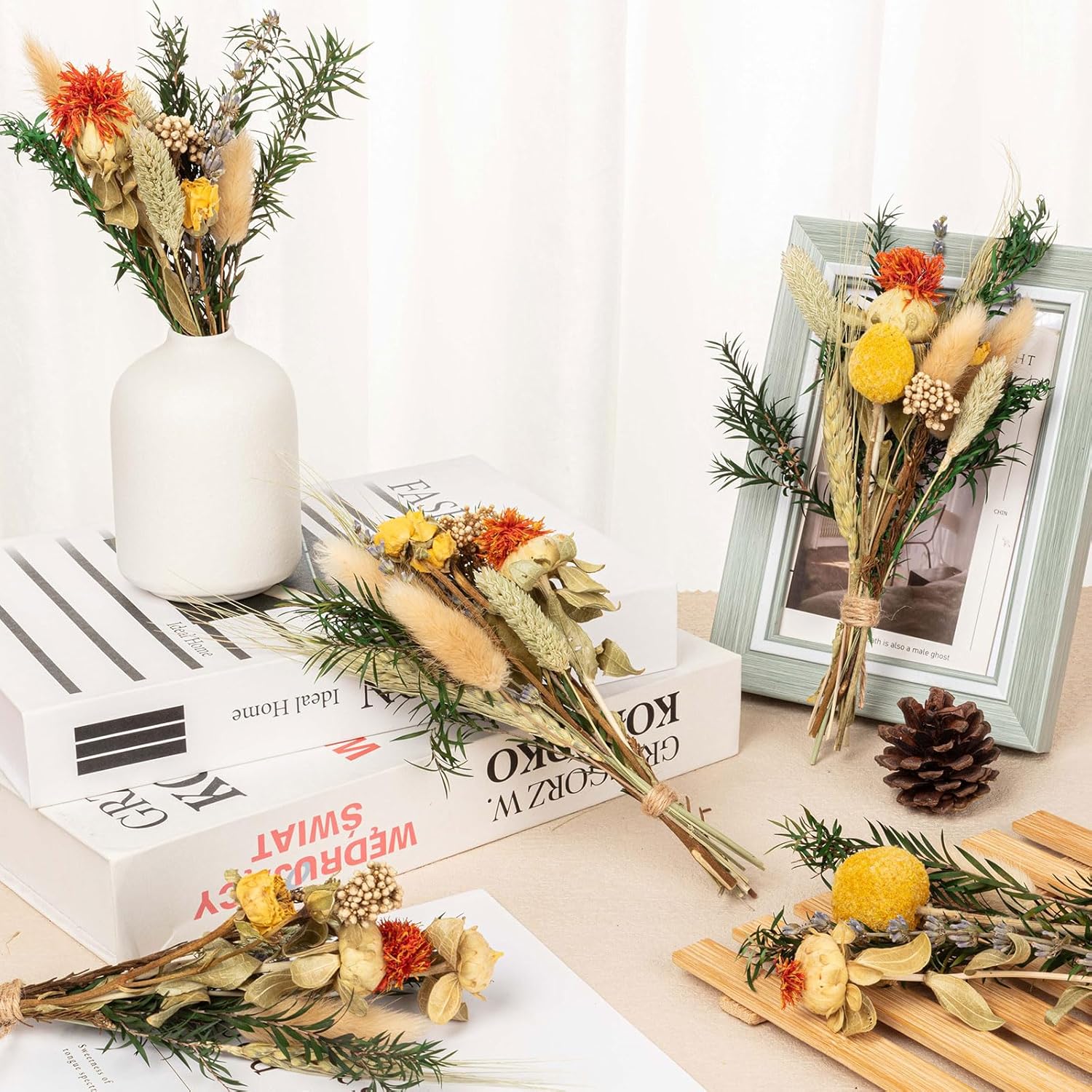 Natural Dried Flower Bouquets for Vase and Decor