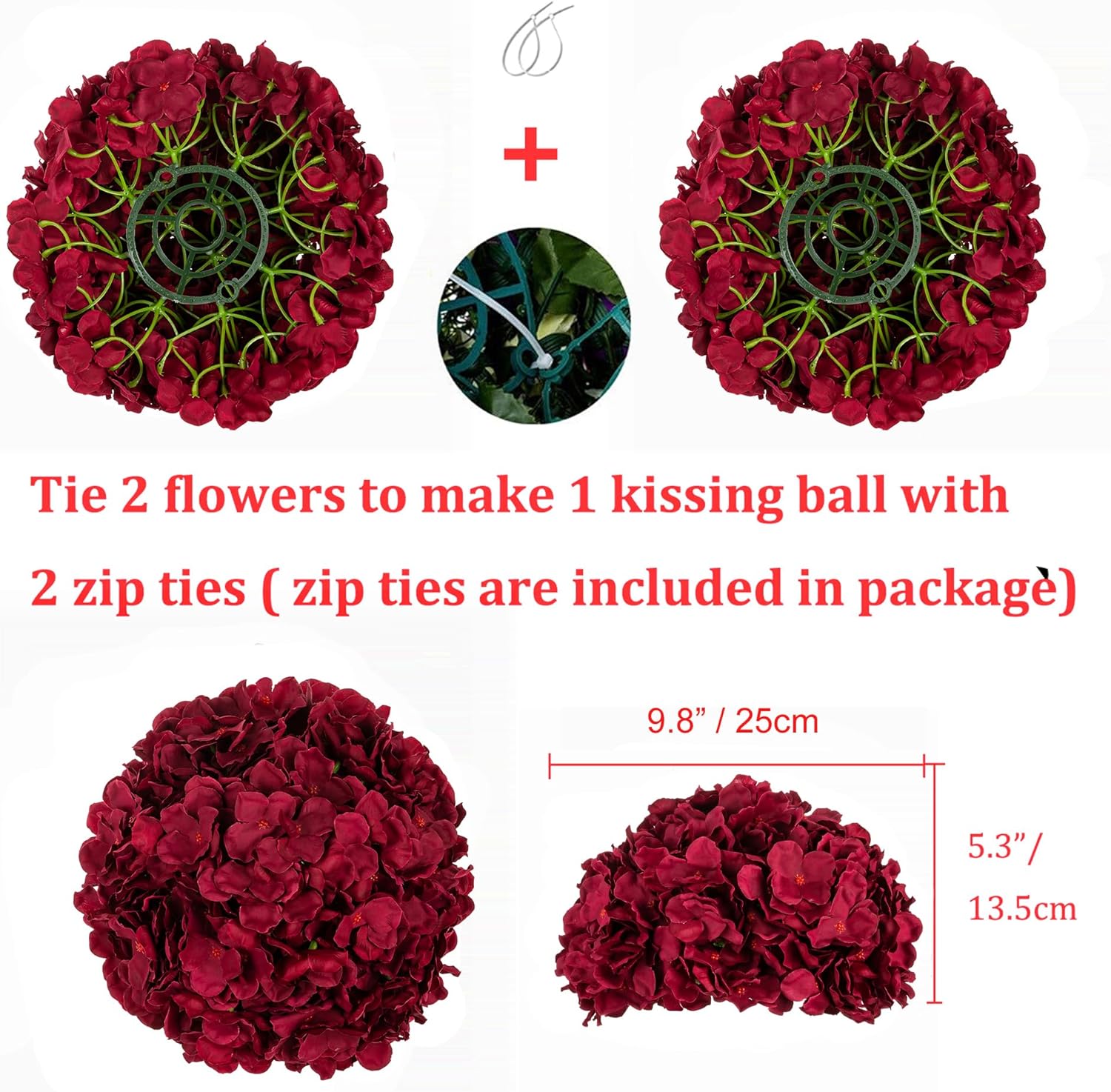 BLOSMON Artificial Hydrangea Flower Balls 2 Pcs