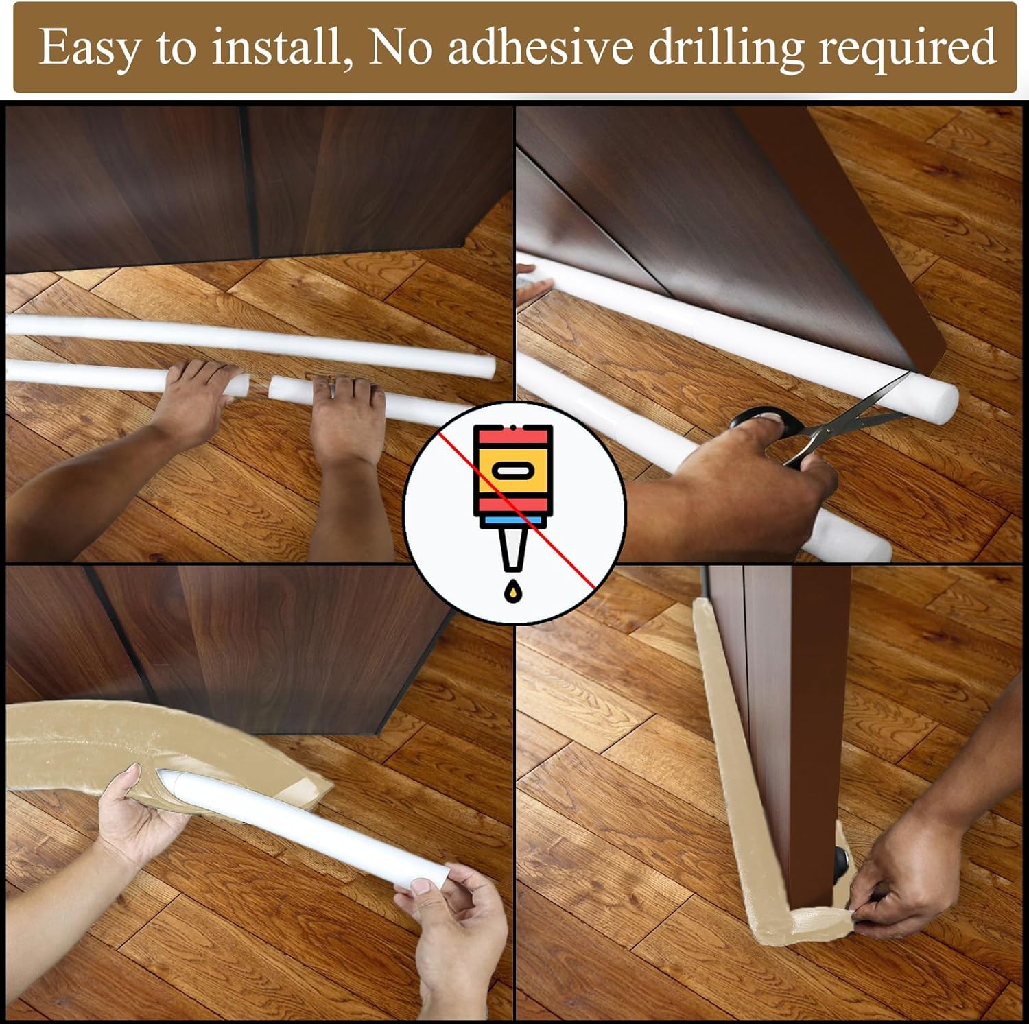 JUJIBL Under Door Draft Stopper 35 Inch Beige