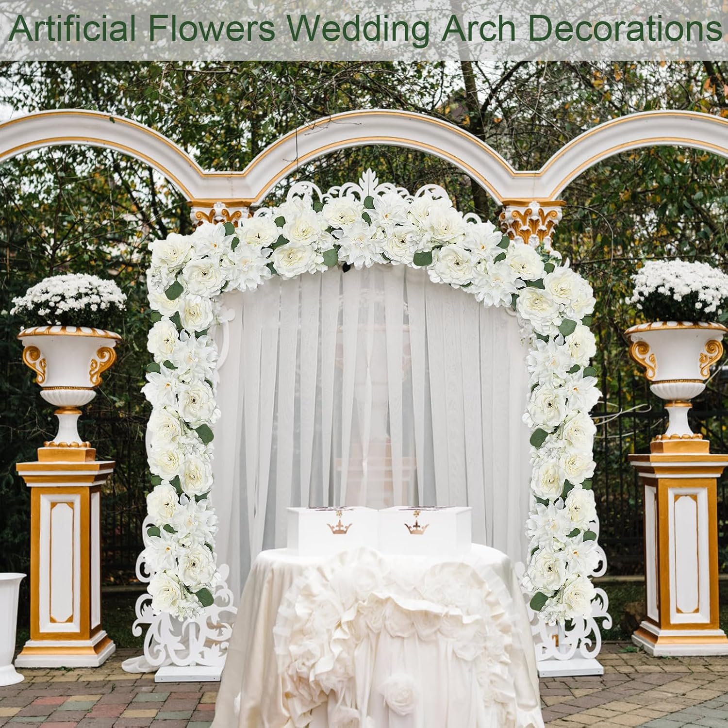 Wedding Arch Decorations Pack of 4 Artificial Flowers White