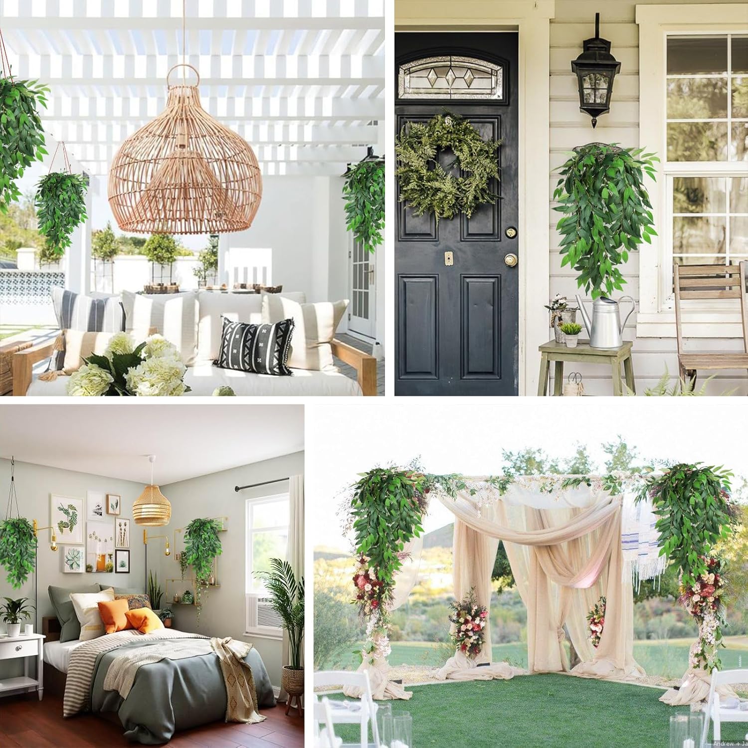 Artificial Hanging Willow Leaves Vine Twigs 2PC Decorations