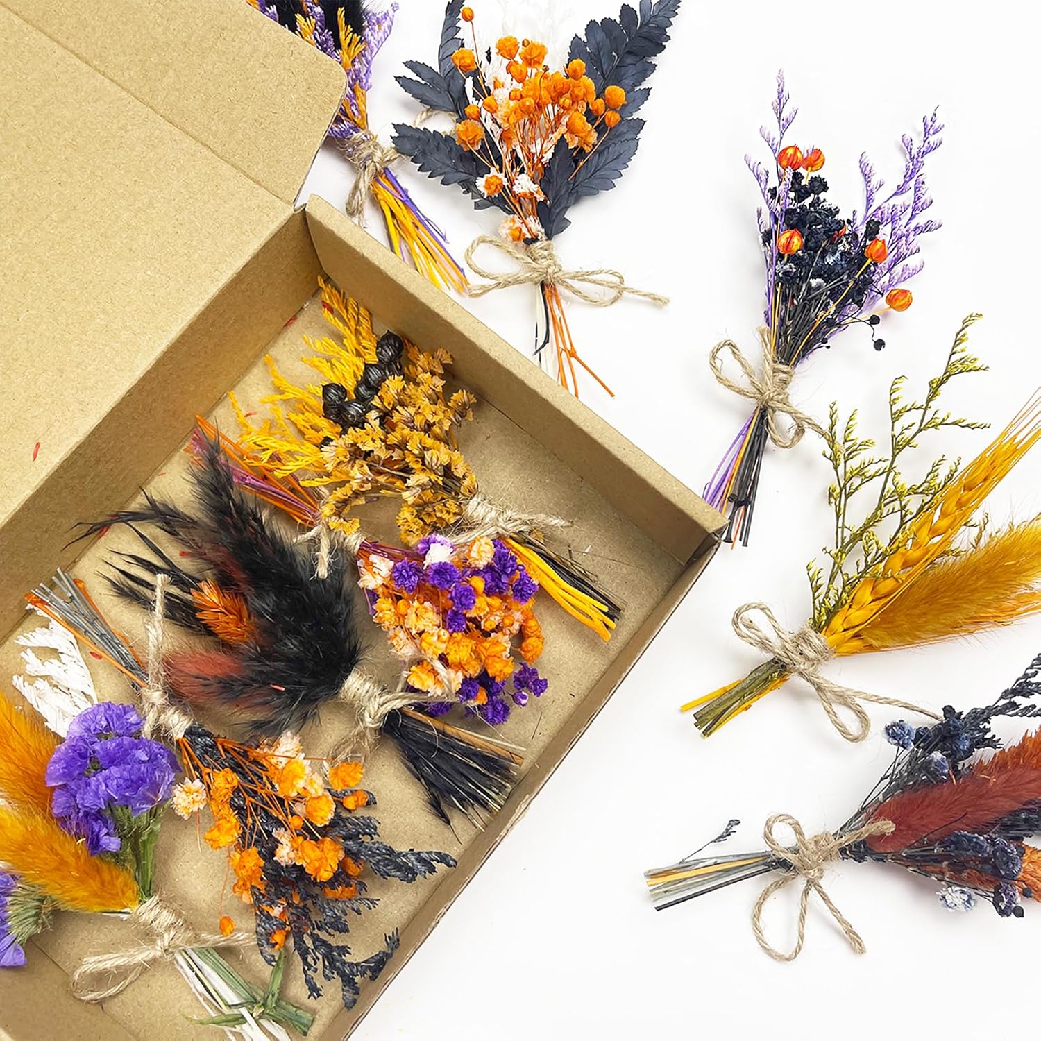 DULRLLY 10pcs Mini Dried Flower Bouquet Bulk