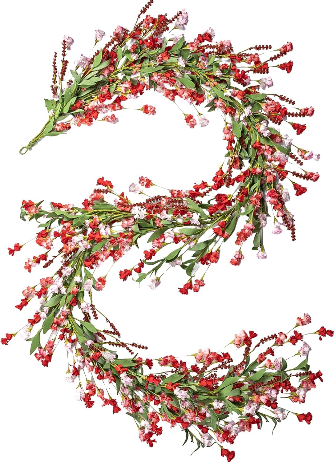 Red and Pink Spring Flower Garland Decor