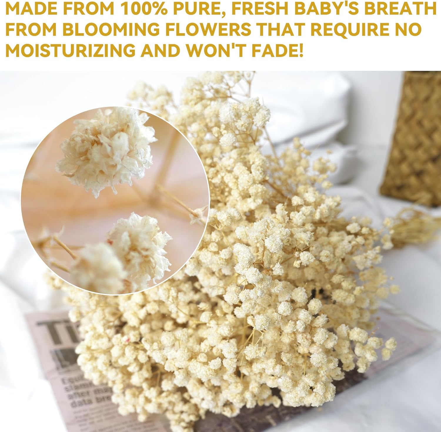 3500 Ivory White Flowers Bulk Pack - Artificial Babys Breath and Wildflowers