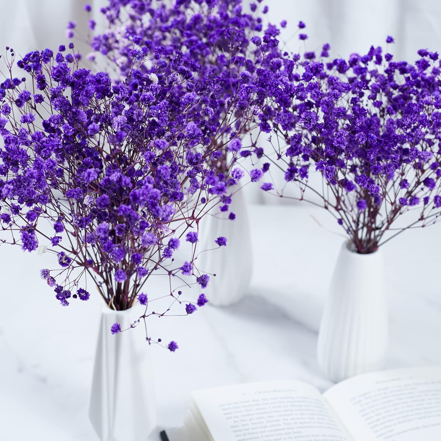 Preserved Babys Breath Flowers 3 Bunches Purple