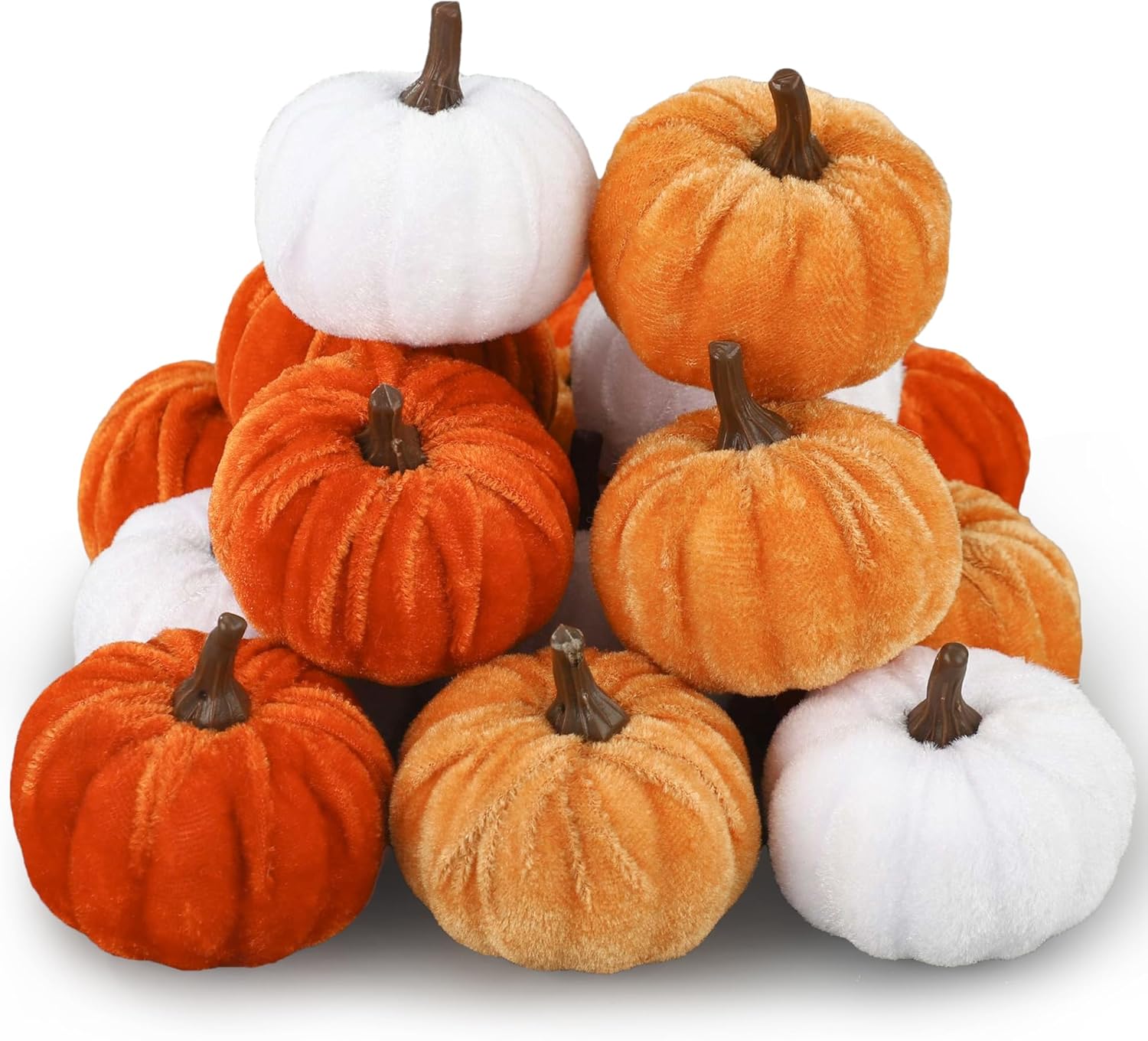 18 Pcs Fall Velvet Pumpkin Decorations