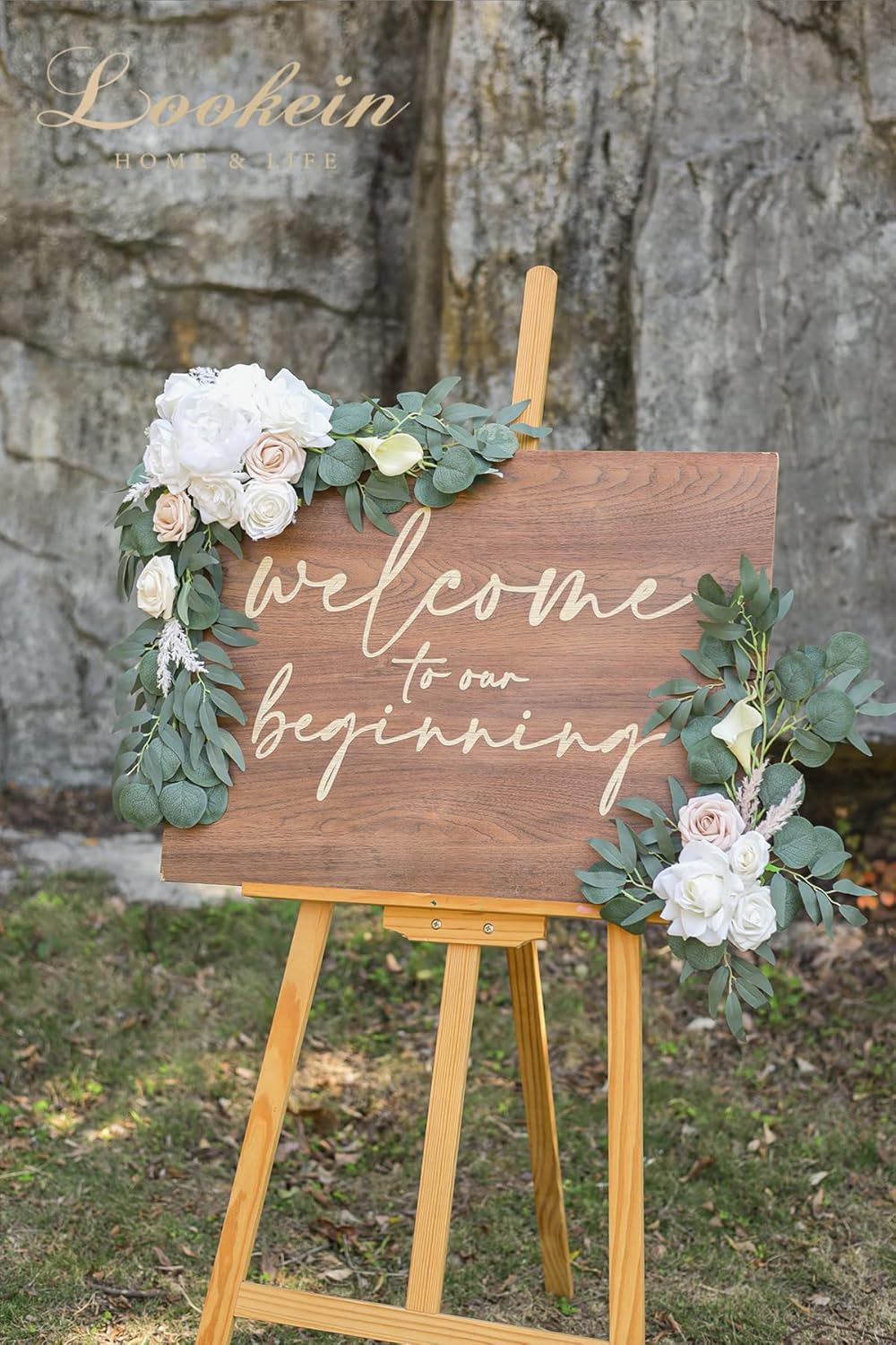 Lookein Artificial Flower Swag Set of 2 Natural Spring Sage