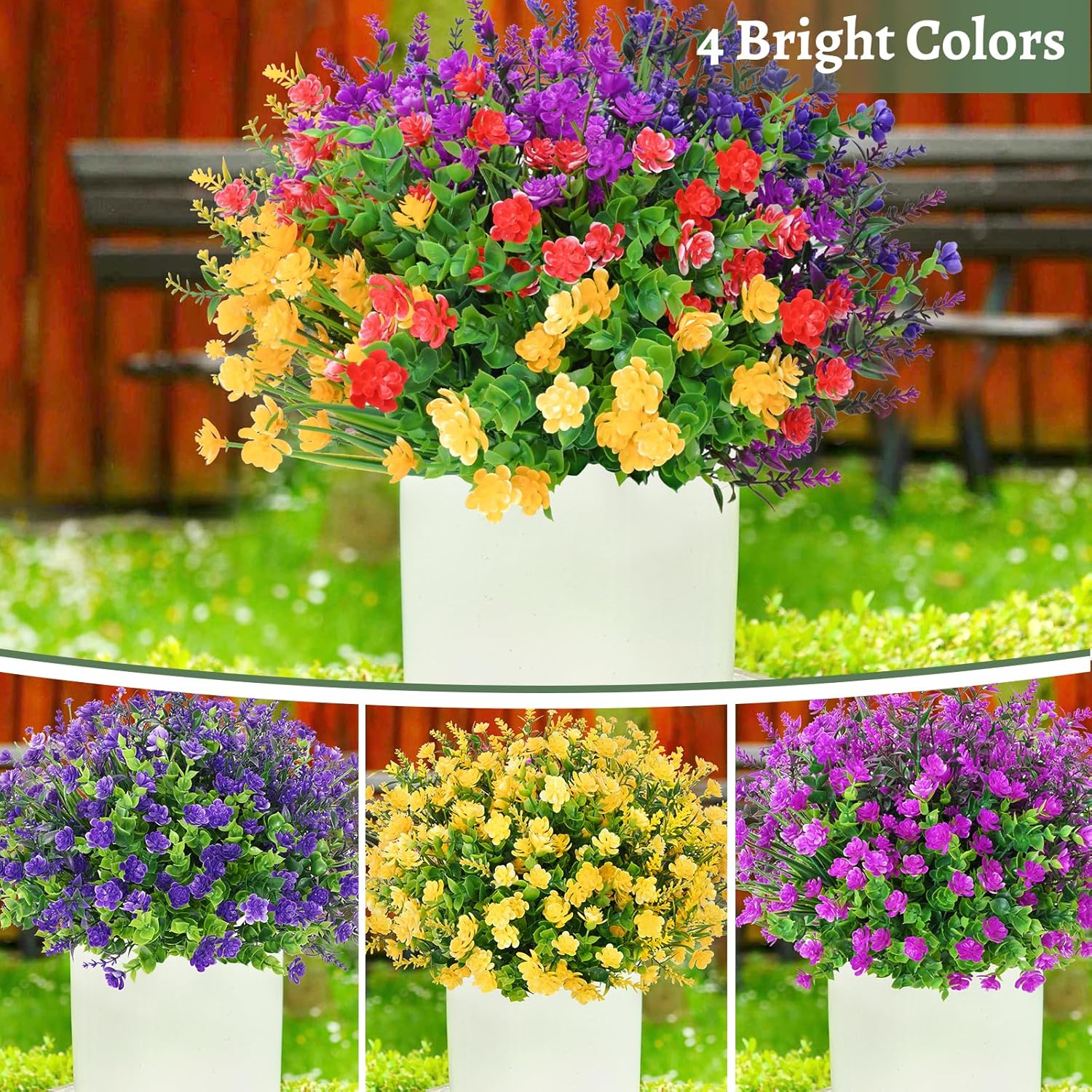 Yastouay 27 Bundle Artificial Flowers for Outdoor Decoration