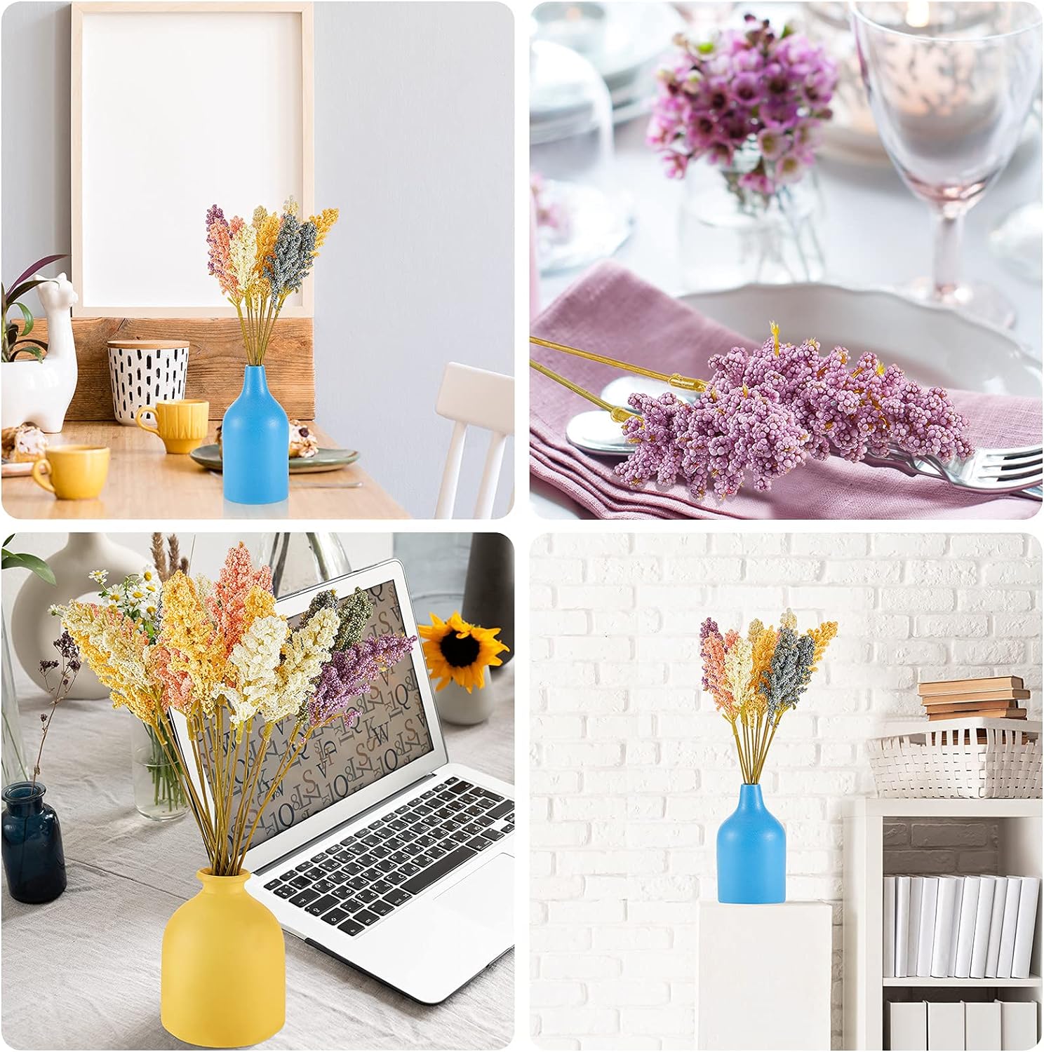 WILLBOND 24 Pcs Artificial Vanilla Flowers Pastel Foam Bouquet Decor