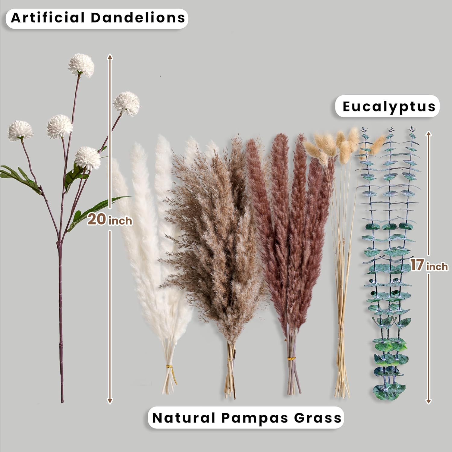 RoseTalk High-End Artificial Flower Bouquet with Dried Pampas Grass
