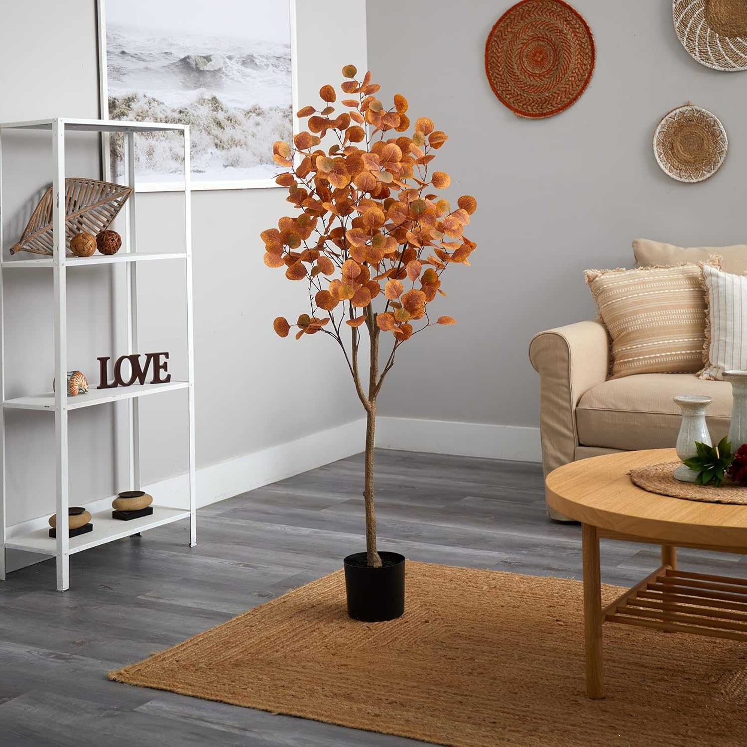 Nearly Natural 5ft Autumn Eucalyptus Artificial Tree