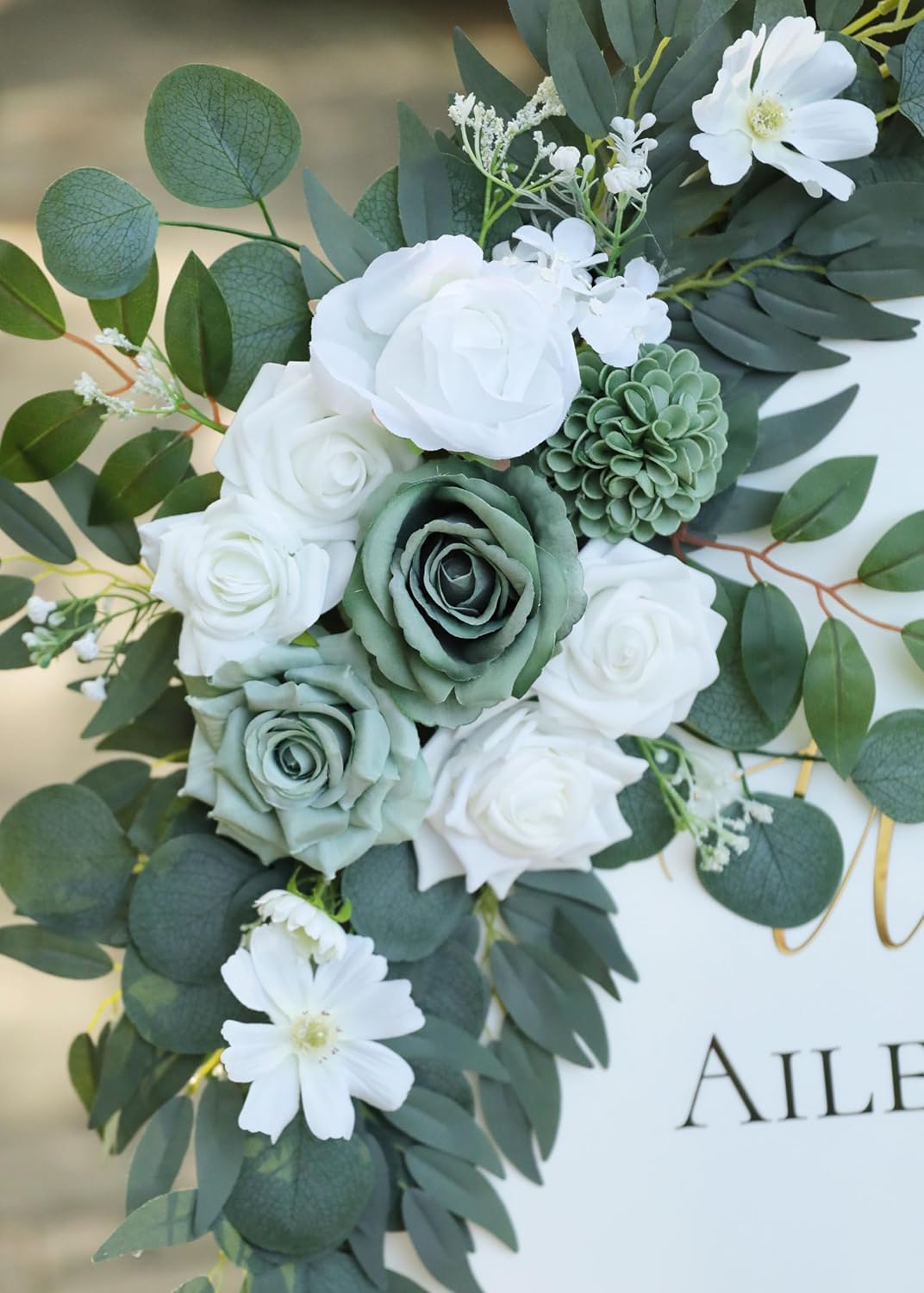 Udoula Artificial Sage Green Wedding Arch Flowers Swags Set of 2