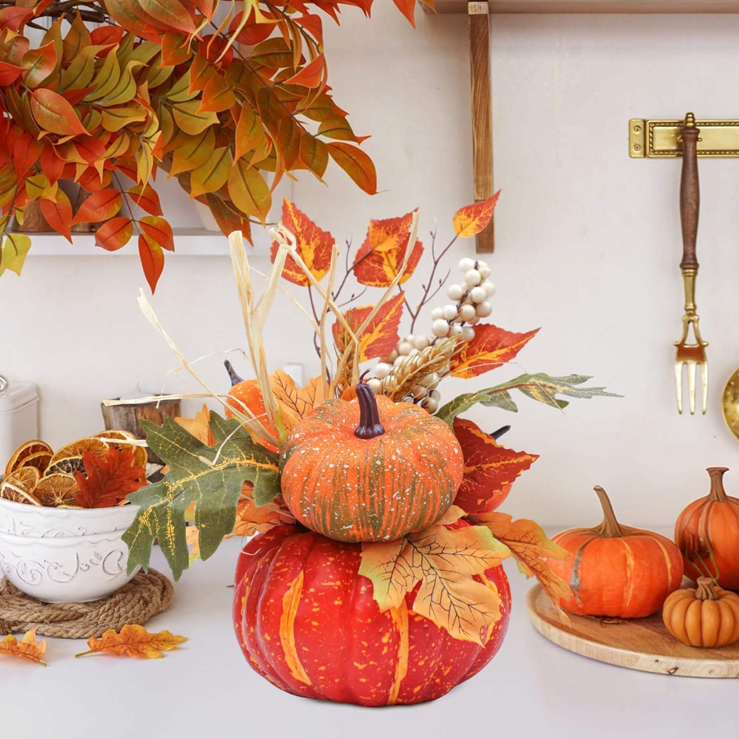 Fall Centerpieces for Tables - Artificial Pumpkin Decor