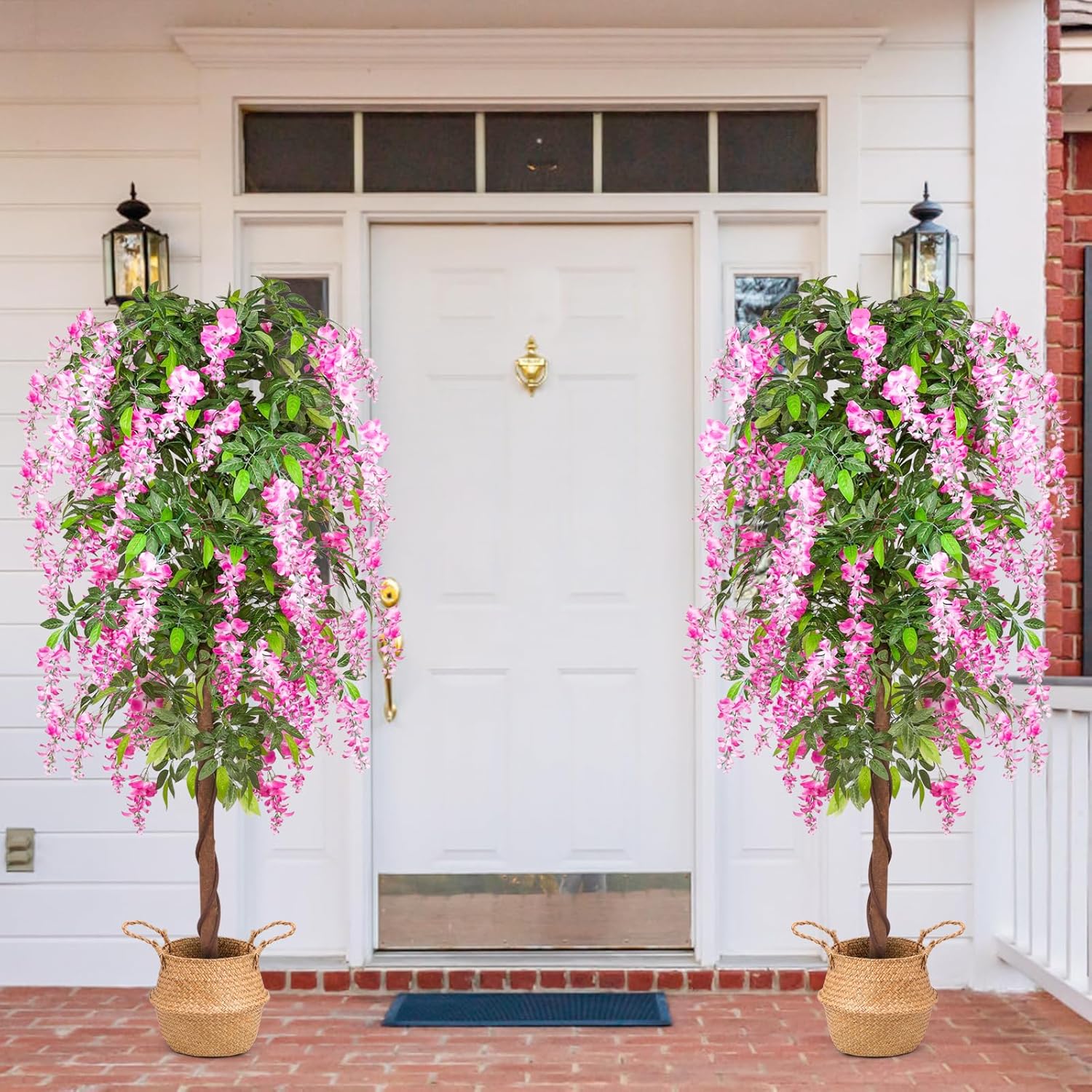 6ft Artificial Wisteria Tree with Seagrass Basket