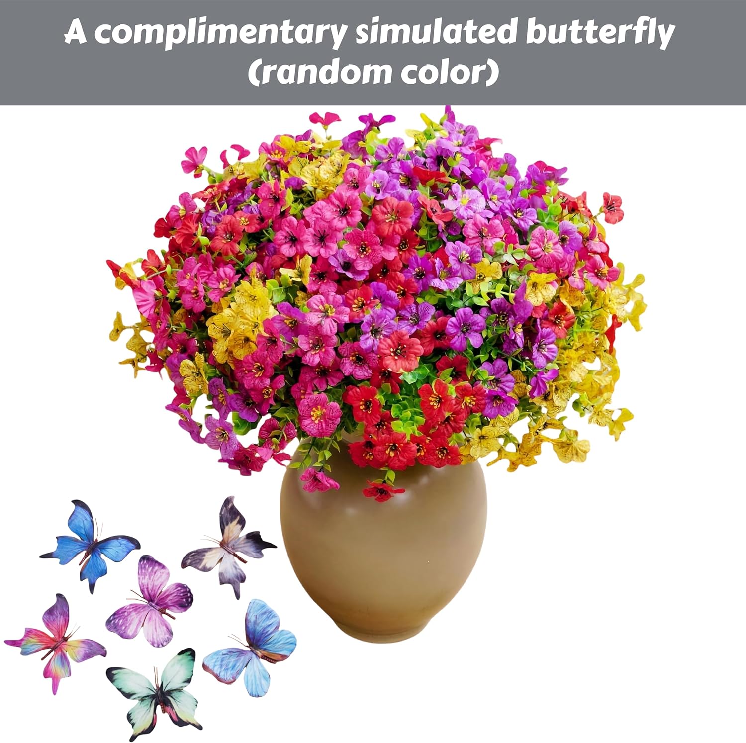 12PCS UV Resistant Fake Flowers for Outdoor Decor