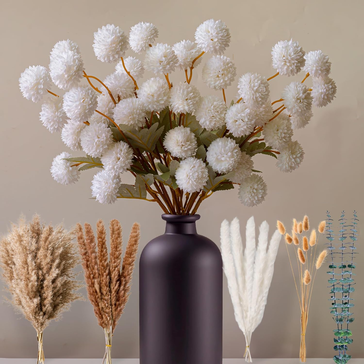 RoseTalk High-End Artificial Flower Bouquet with Dried Pampas Grass