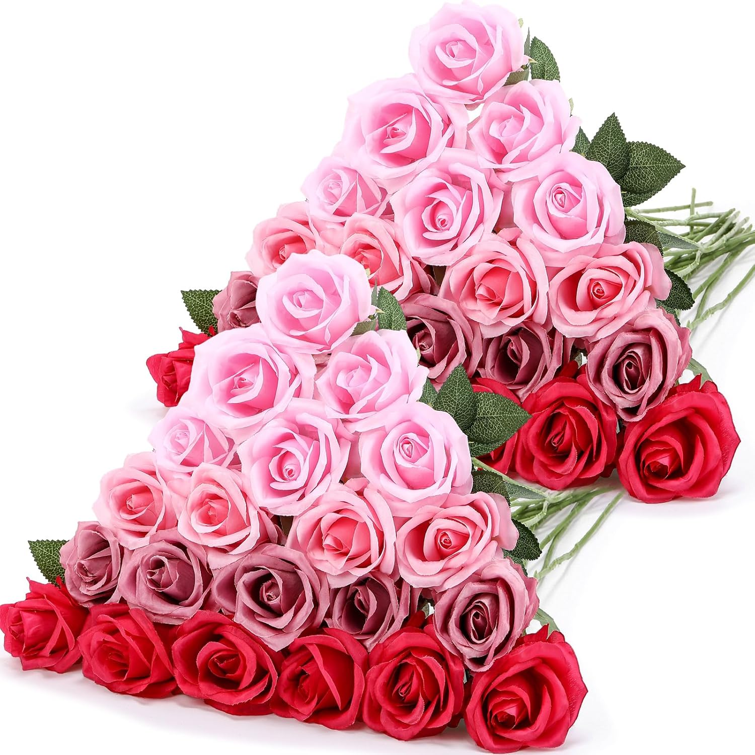 Hotop 40 Pcs Gradient Pink Silk Roses Bulk for Home Wedding Centerpieces