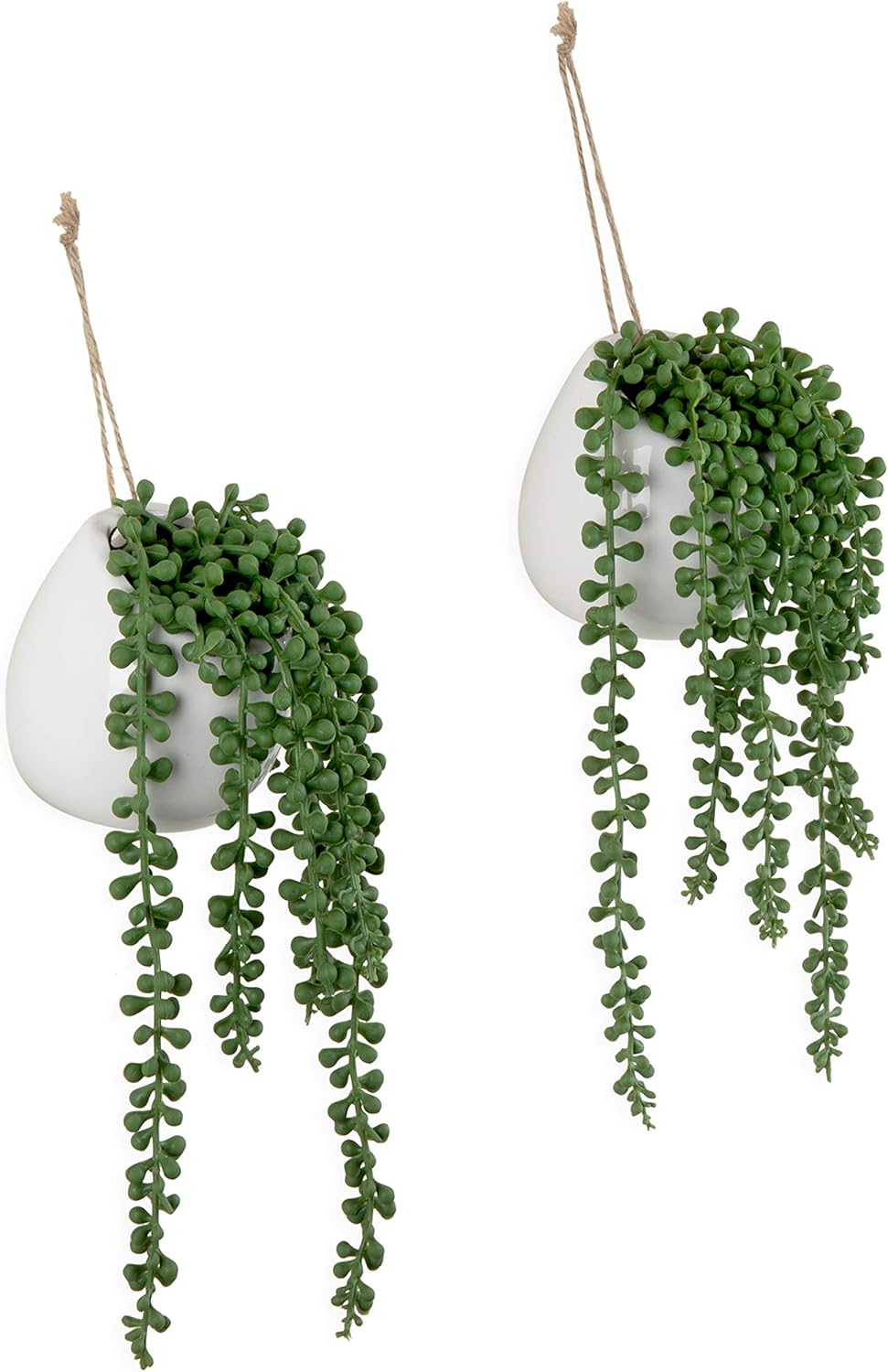 MyGift Artificial String of Pearls Wall Hanging Plant Set of 2