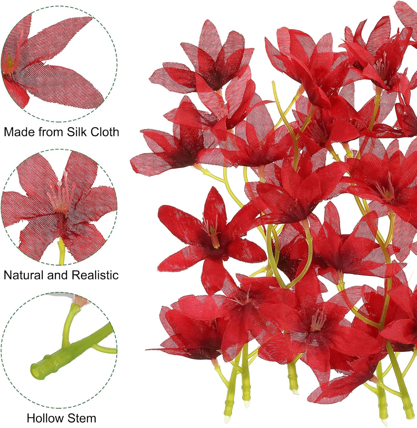 PATIKIL Red Artificial Orchid Flowers 12 Pcs Cylinder Vase Fillers
