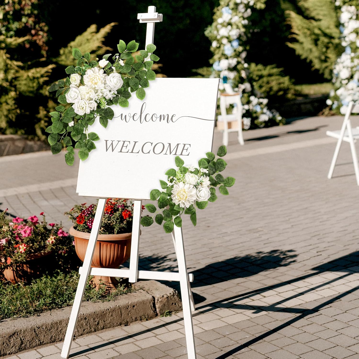 2 Packs Artificial Flower Wedding Arch Set 2820 Inch Swags