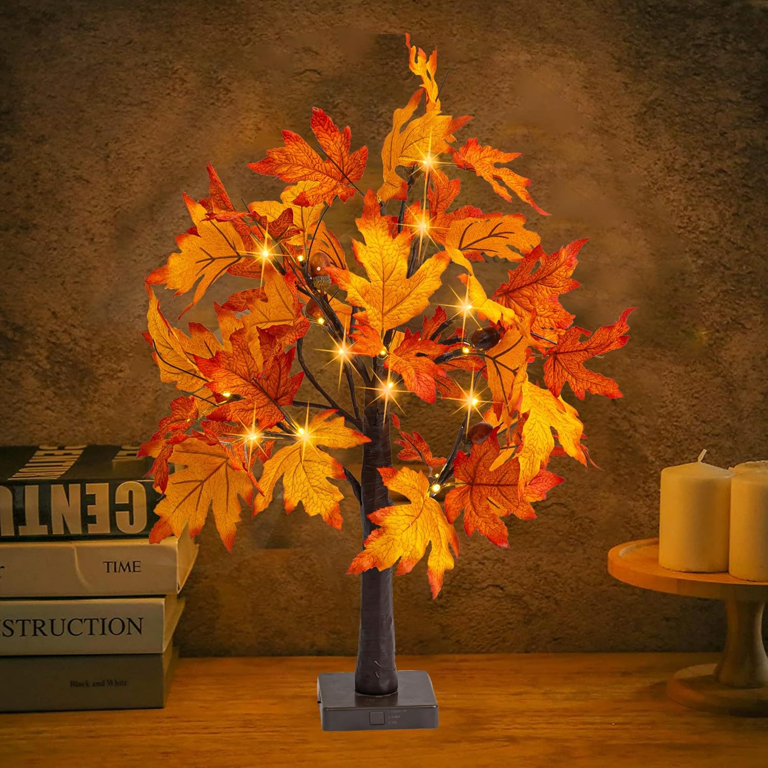 Dazzle Bright 2 Pack 24 Inch Lighted Maple Tree Decorations