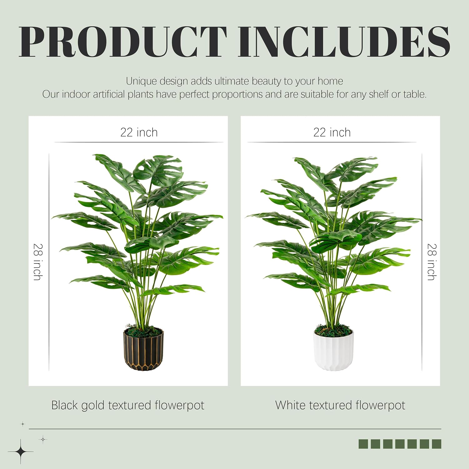 Der Rose 2Packs 28 Artificial Monstera Plants with Pots