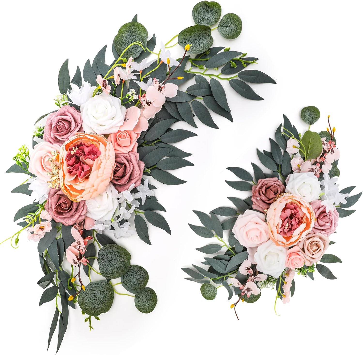 2 Pack Artificial Wedding Arch Flowers Pink White
