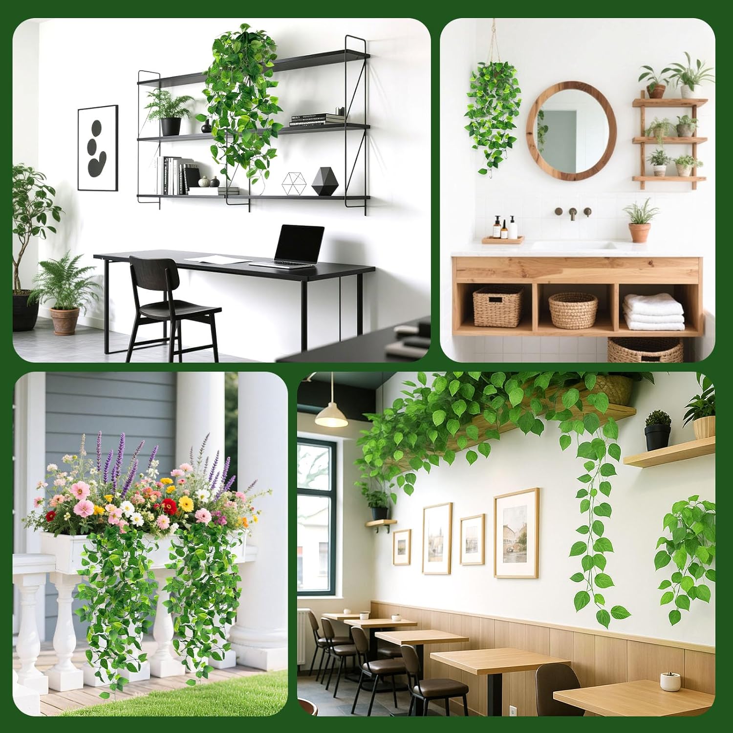 DomeStar 2PCS Fake Hanging Plants Ivy Vines Decor