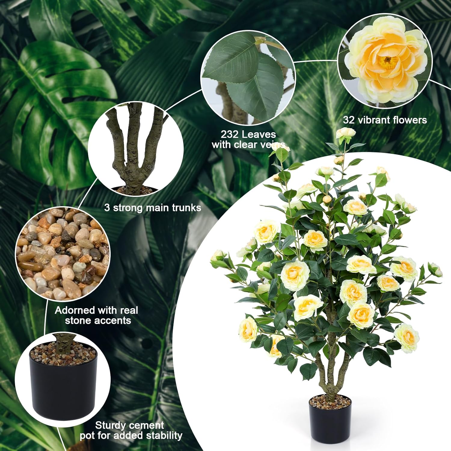 Artificial Camellia Tree 2 Pack 42 Inch Faux Floral Plants