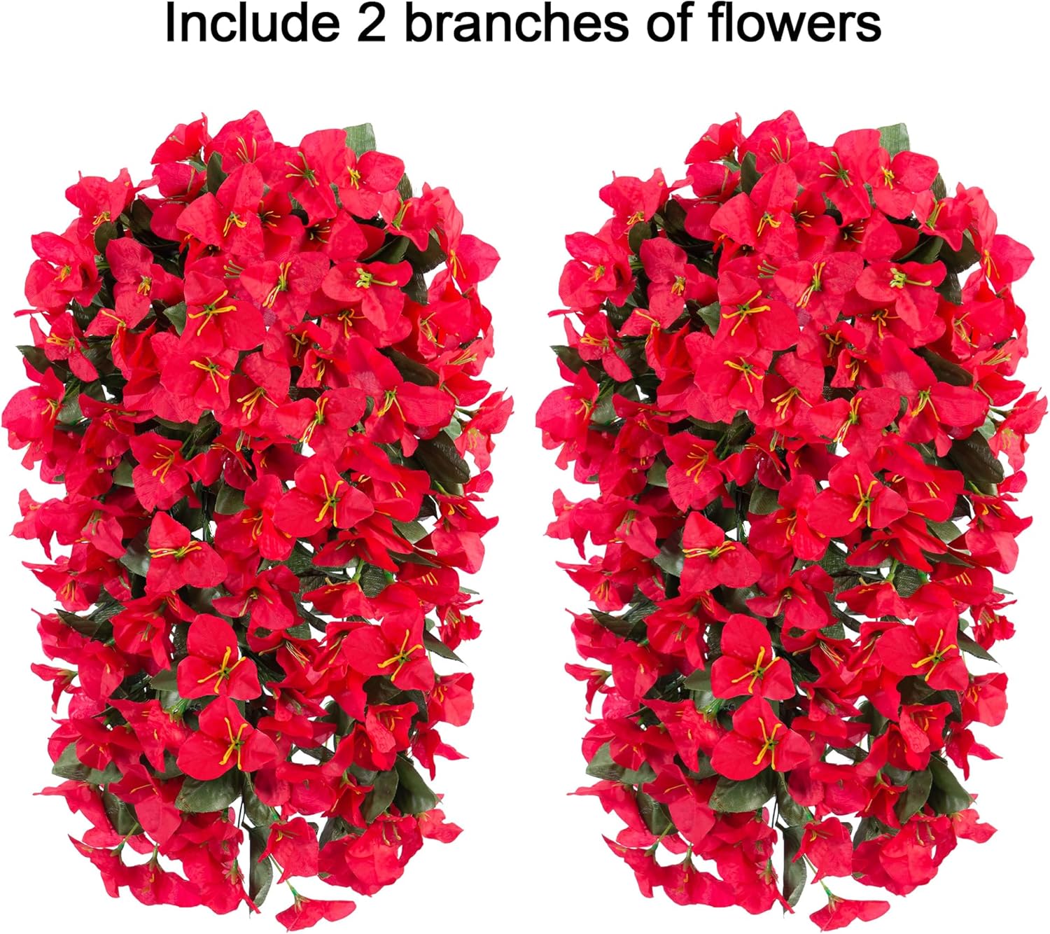 HyeFlora Artificial Bougainvillea Hanging Flowers Red 2pcs