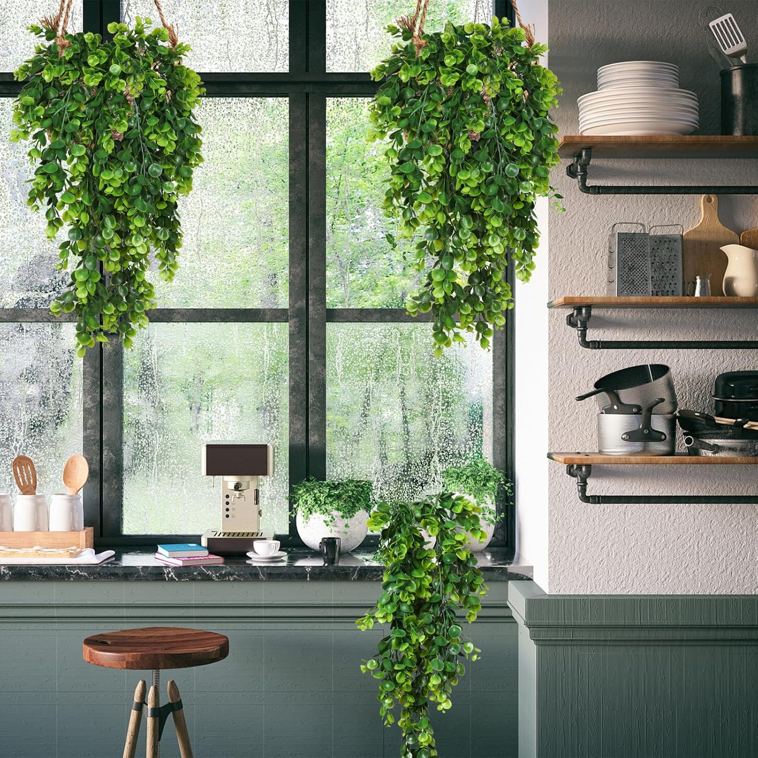 RECUTMS 4 Pack Artificial Eucalyptus Hanging Plants Greenery Decor