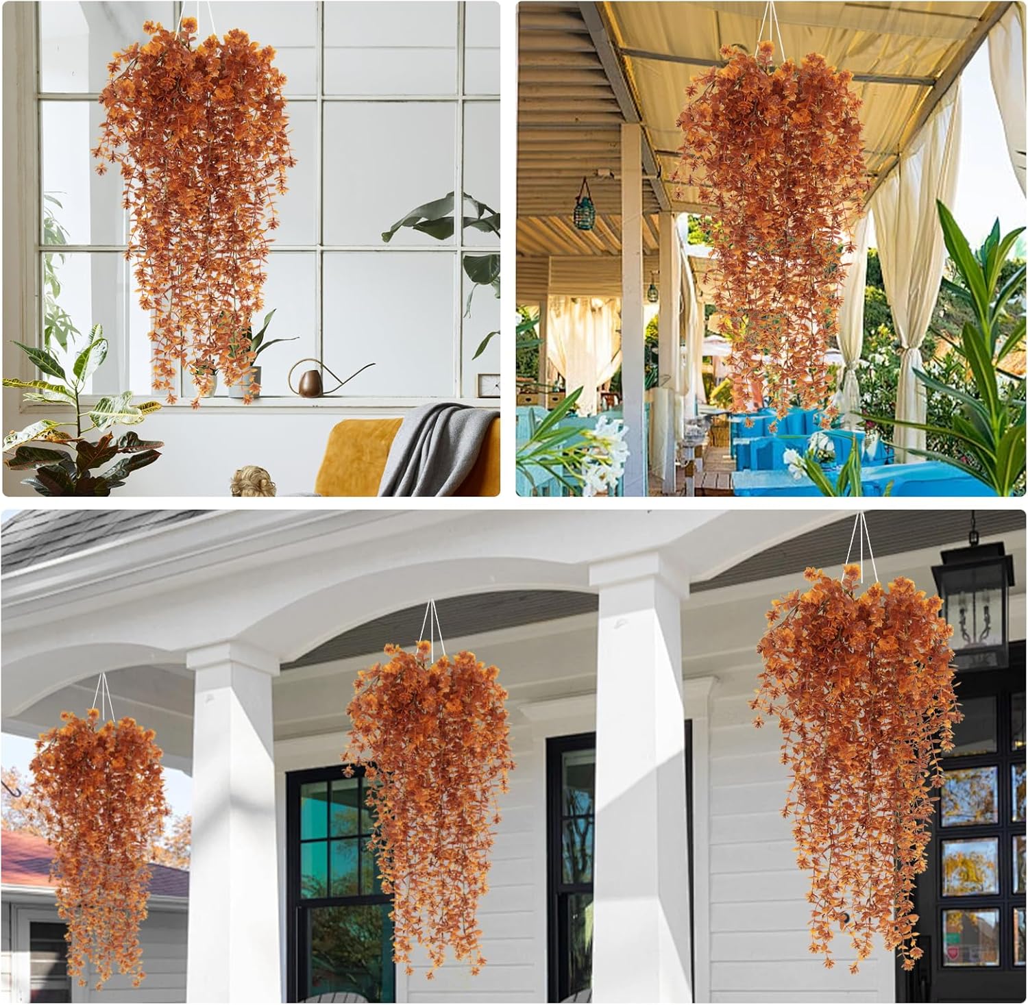 Fall Flower Artificial Hanging Plants Set of 3