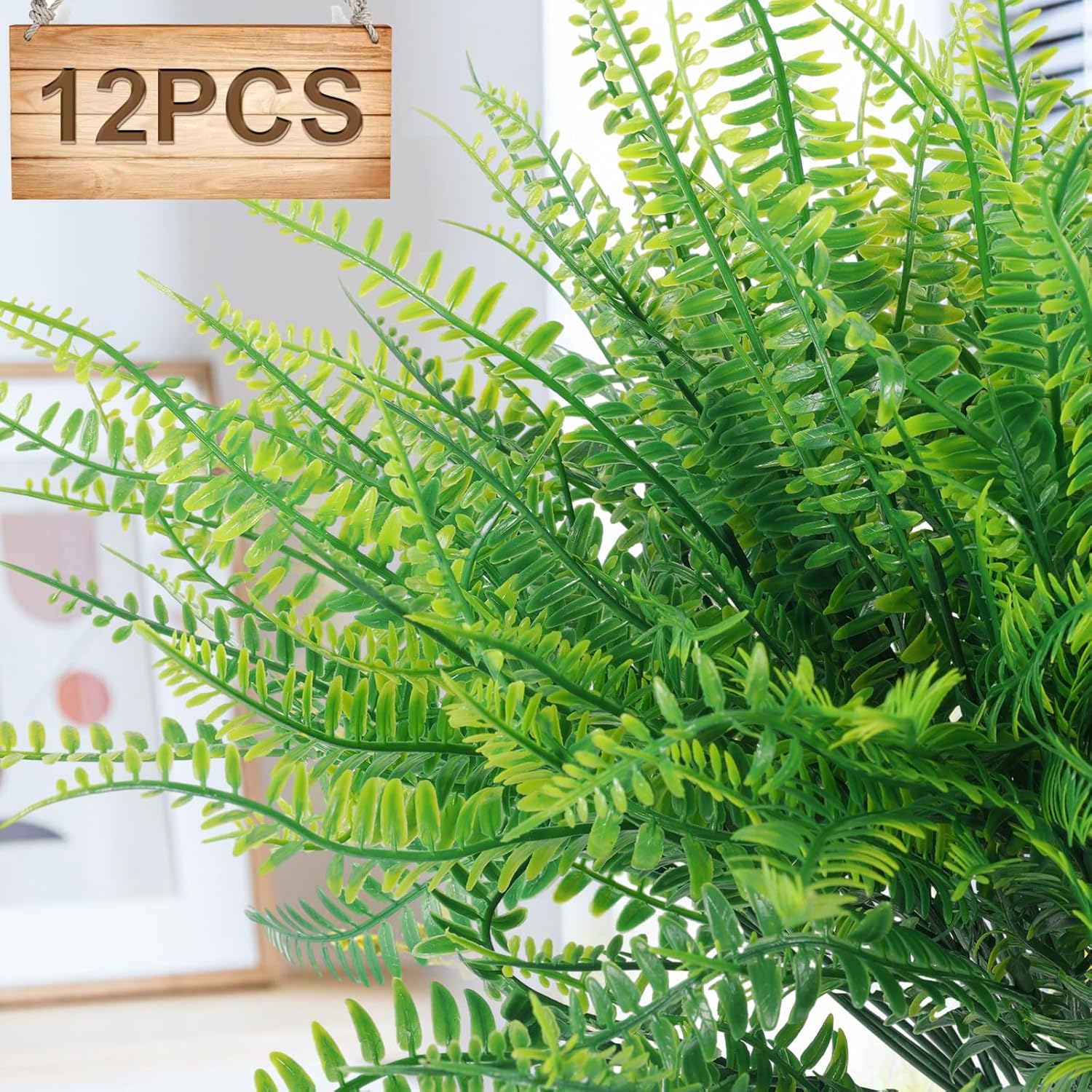 Hananona 12 Pcs Artificial Boston Fern Stems