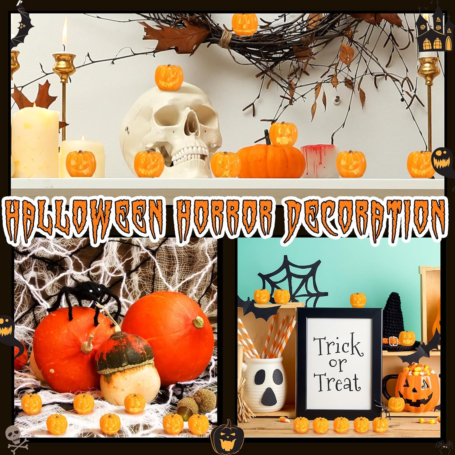 50 Pcs Mini Resin Pumpkins Halloween Decor Favors Gifts