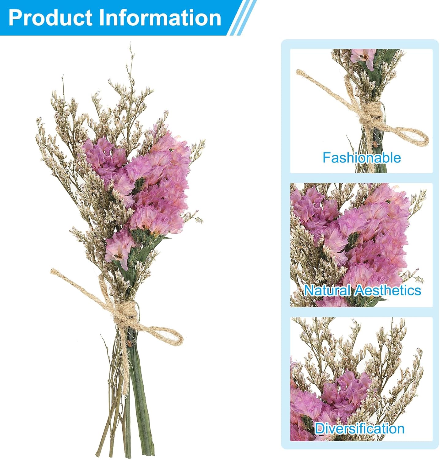 PATIKIL Mini Dried Flower Bouquet Pink Boho Decor