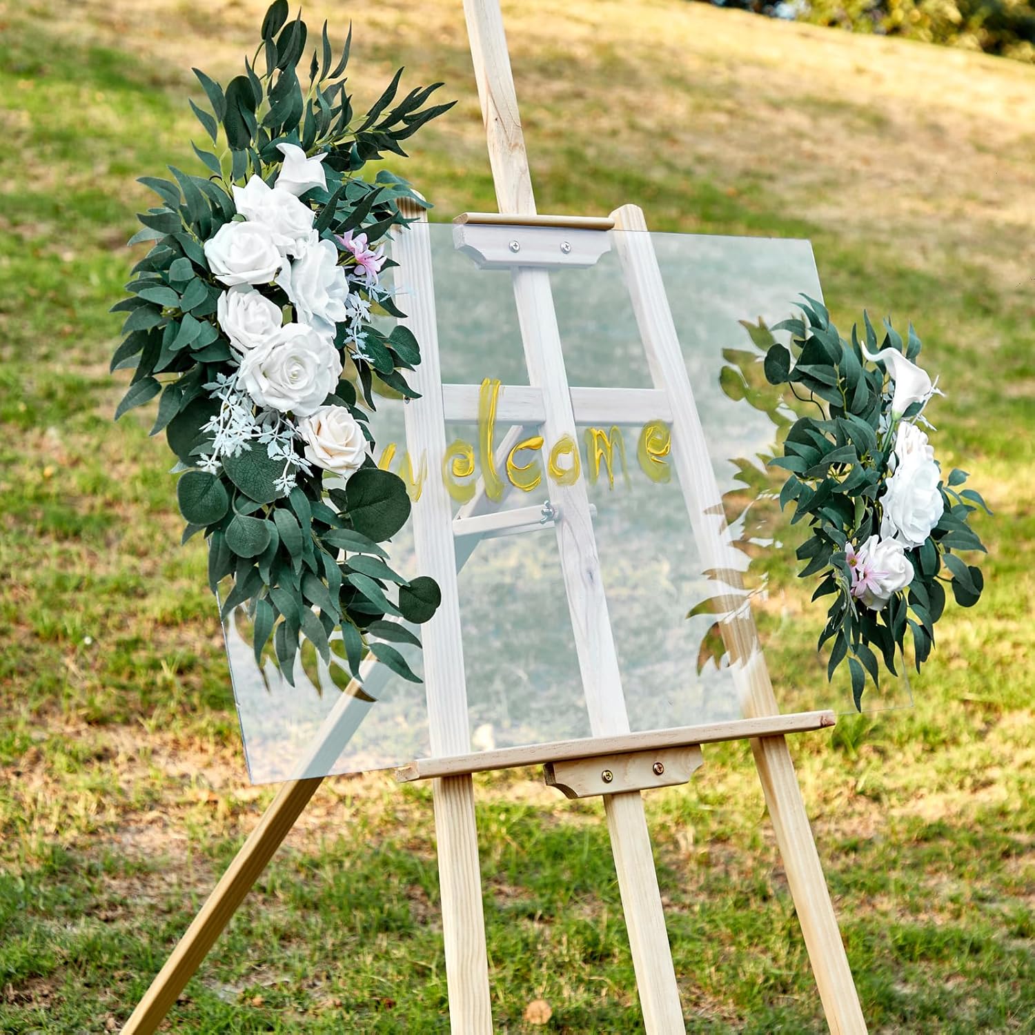 AitnWoy 28 Inch White Wedding Arch Flowers Decor Kit