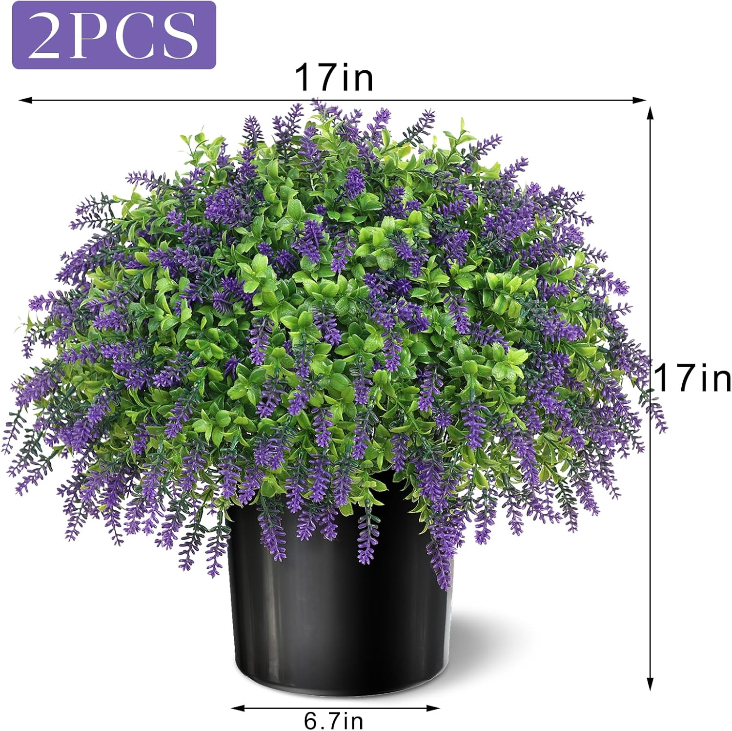 Artificial Boxwood Topiary Ball with Lavender - Set of 2