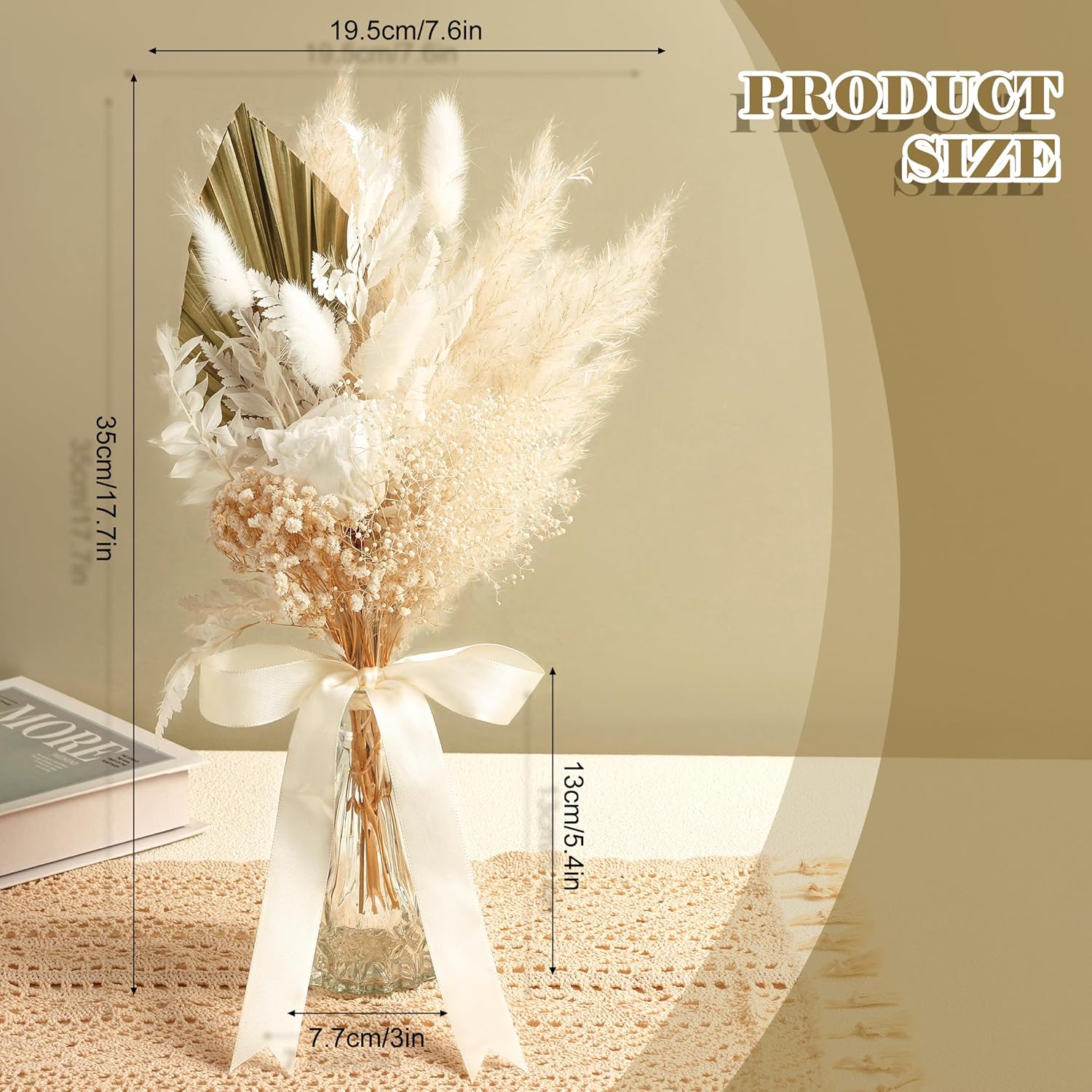VAIPI Dried Flowers Bouquet with Vase Boho Decor