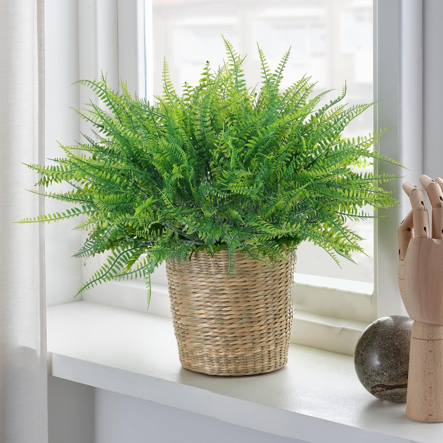 Hananona 12 Pcs Artificial Boston Fern Stems