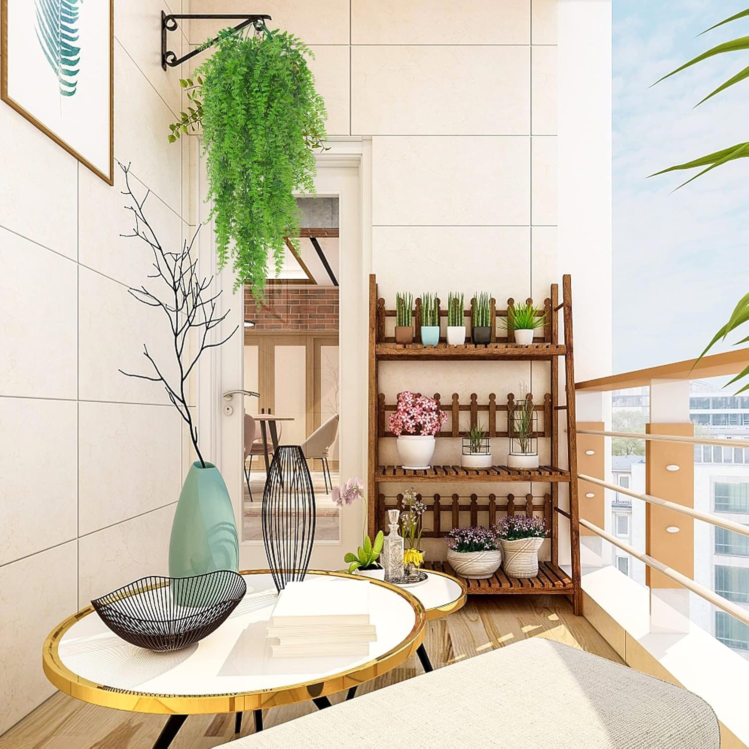 Huryfox Artificial Hanging Plants Fern Vine