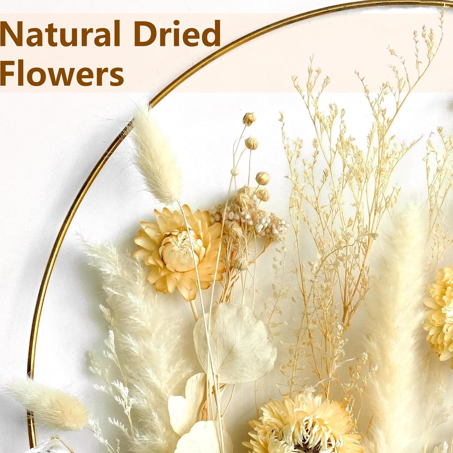 Boho Hoop with Earthy Beige Flowers for Natural Interiors