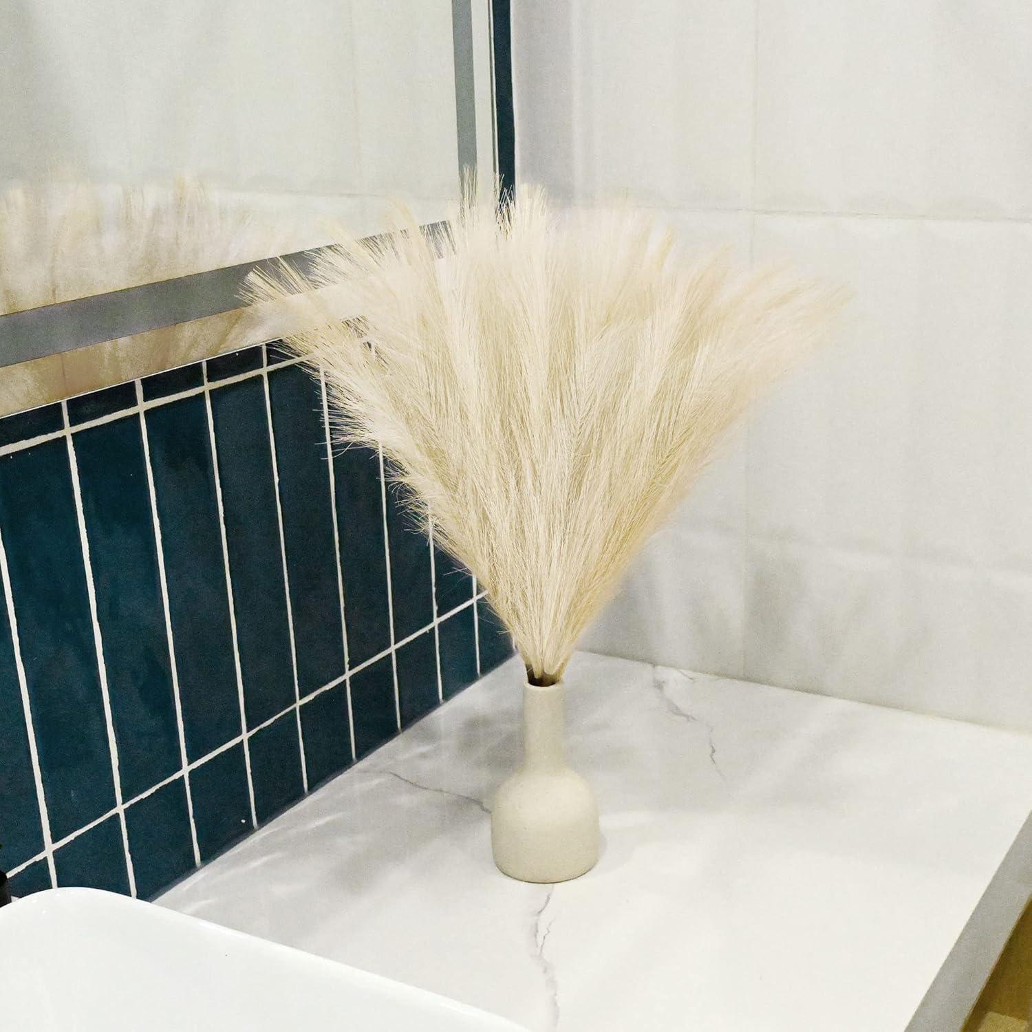 6PCS Faux Pampas Grass Arrangement Beige